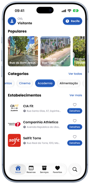 Tela inicial do app Pointer em Recife